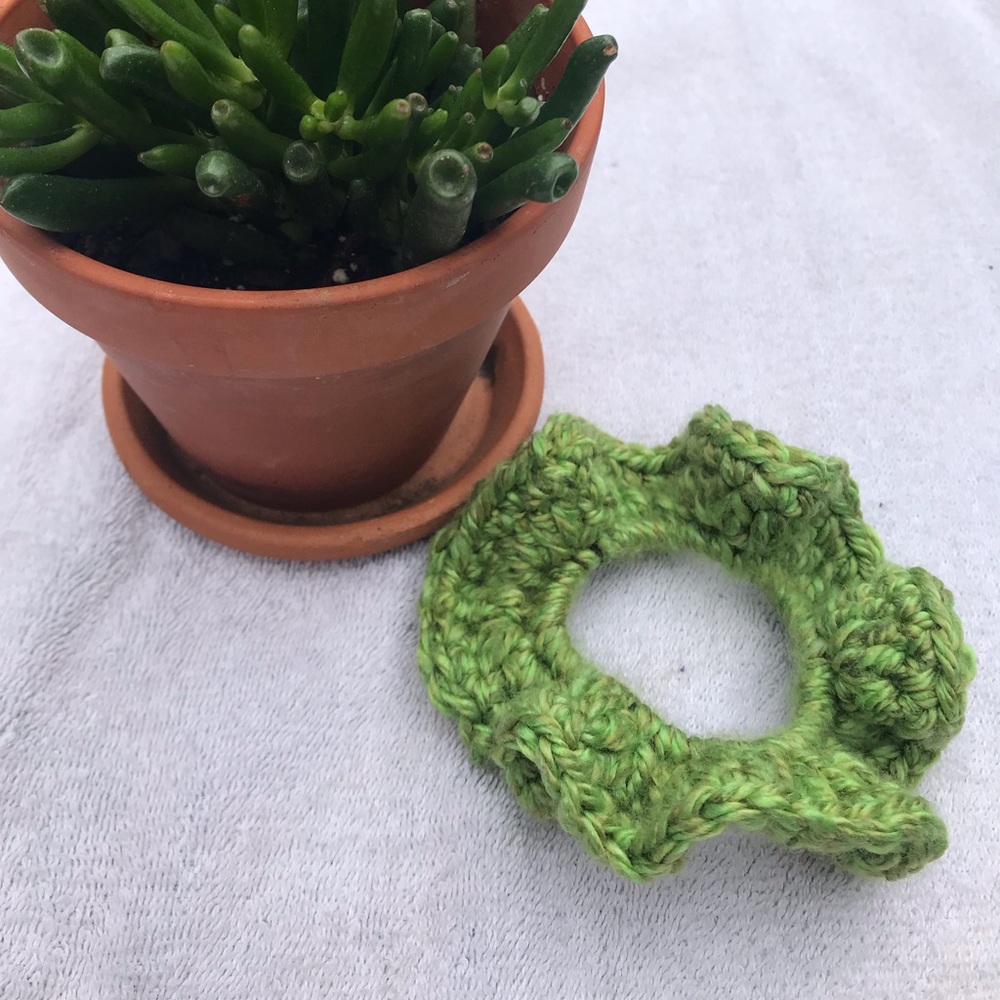 Green Crocheted Scrunchie